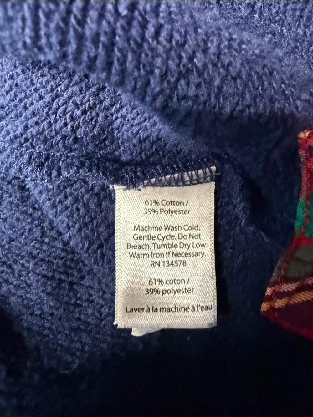 Vineyard Vines Navy Quarter-Zip with Red Plaid Shoulder - Picture 7 of 7